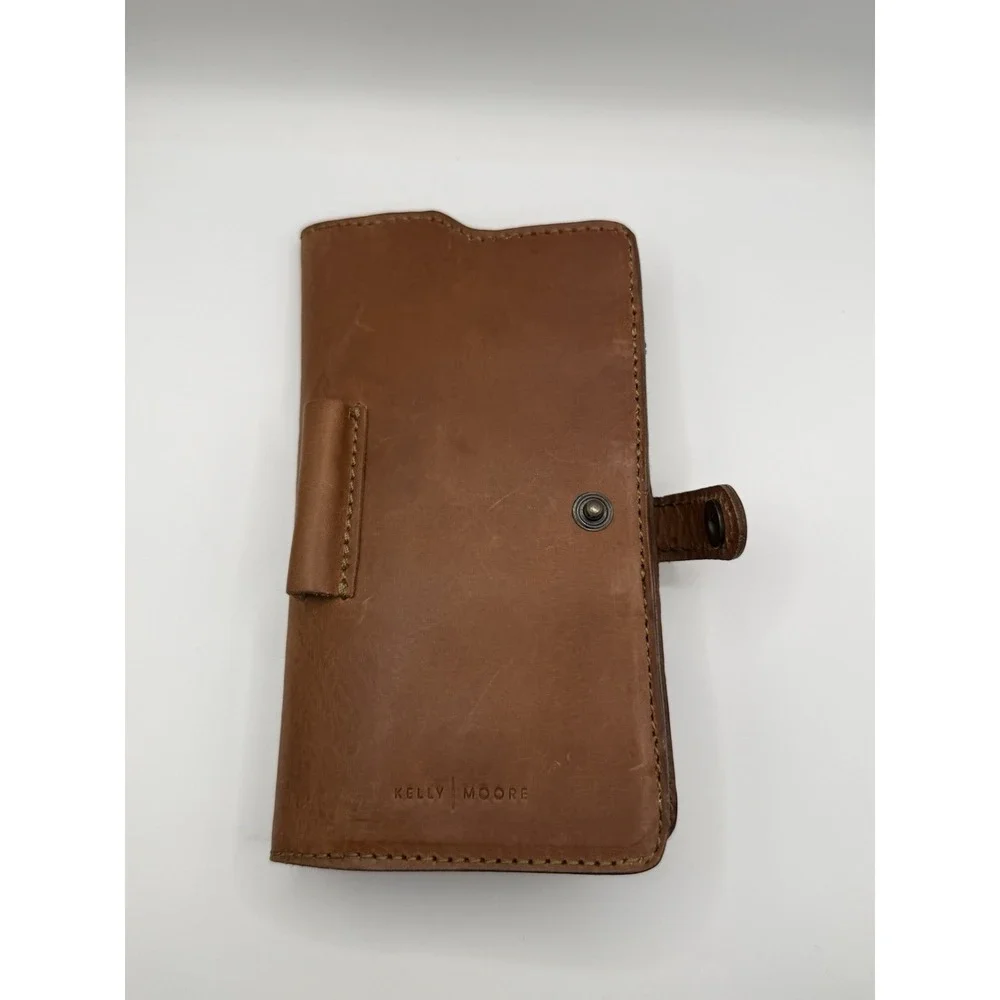 Kelly Moore Brown Genuine Leather Travel Wallet Organizer Passport Holder Clutch